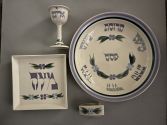 Artist Leslie Gattman created this Seder plate, dishes, matzoh plate and kiddish cup